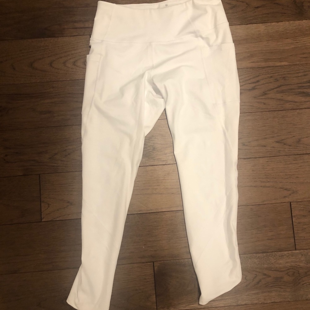 White athletic leggings